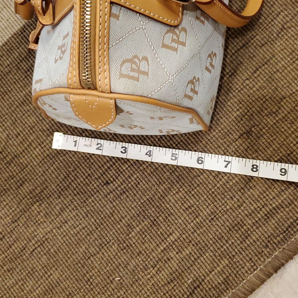 Dooney & Bourke Tassel Tan and Blue Domed Two Handle Satchel Bag - Picture 8 of 15